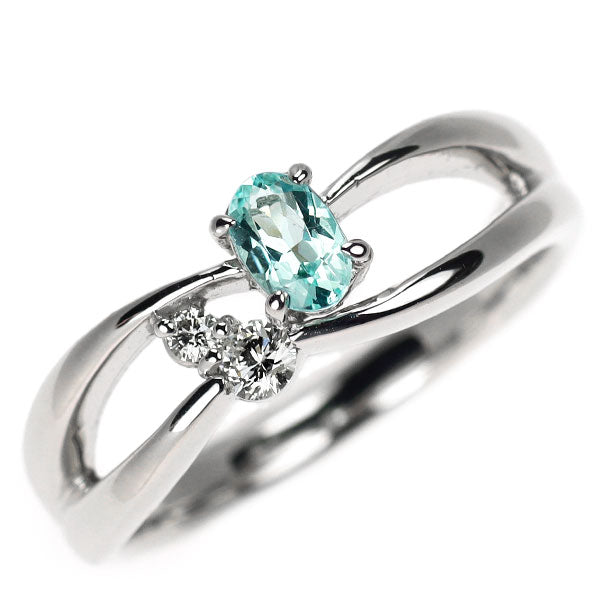 K18WG パライバトルマリン ダイヤモンド リング 0.23ct D0.08ct