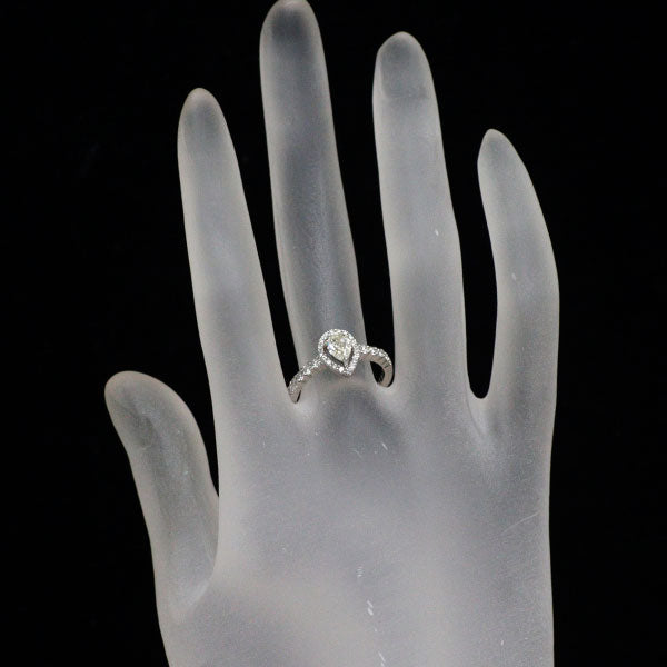 Pt900 ペアシェイプ ダイヤモンド リング 0.505ct D0.37ct