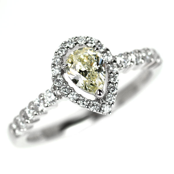 Pt900 ペアシェイプ ダイヤモンド リング 0.505ct D0.37ct