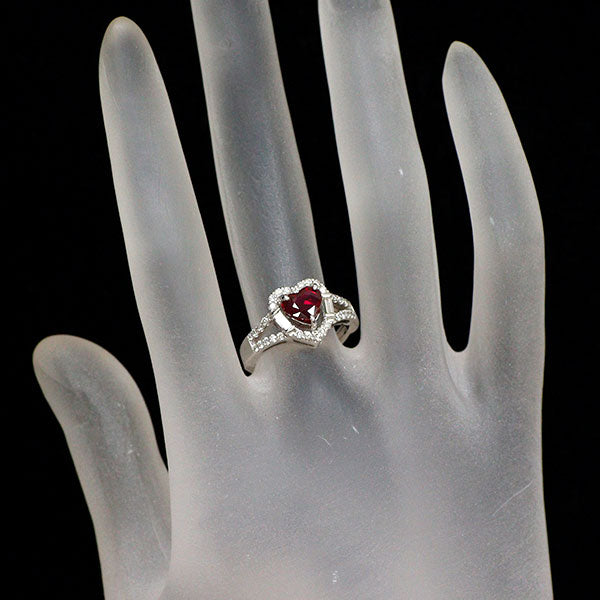 K18WG 非加熱ピジョンブラッドルビー ダイヤモンド リング 1.02ct D0.40ct