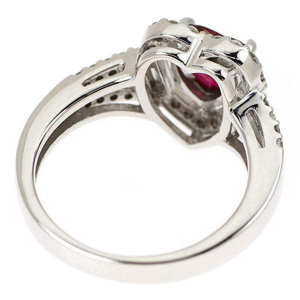 K18WG 非加熱ピジョンブラッドルビー ダイヤモンド リング 1.02ct D0.40ct