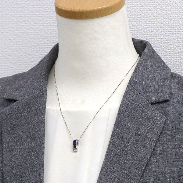 K18WG サファイア ダイヤモンド ペンダントネックレス 0.89ct D0.33ct リバーシブル ミステリーセッティング