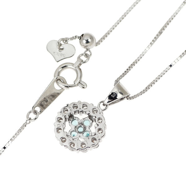 希少 K18WG パライバトルマリン ダイヤモンド ペンダントネックレス 0.11ct D0.23ct