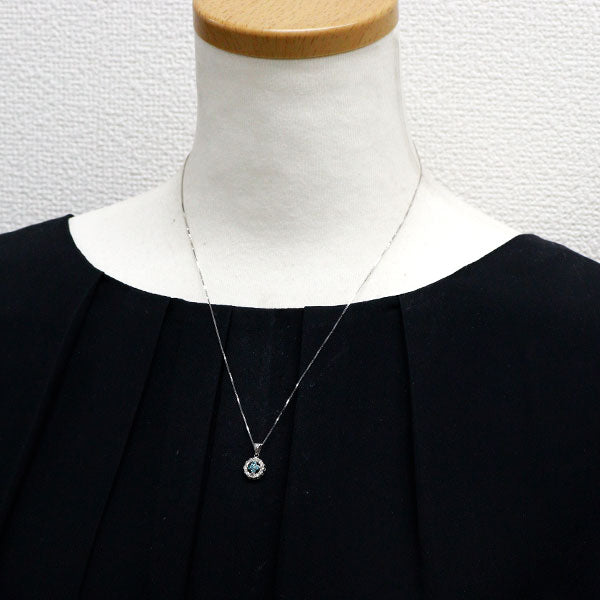 希少 K18WG パライバトルマリン ダイヤモンド ペンダントネックレス 0.11ct D0.23ct