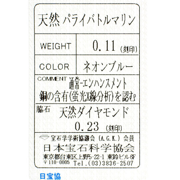 希少 K18WG パライバトルマリン ダイヤモンド ペンダントネックレス 0.11ct D0.23ct