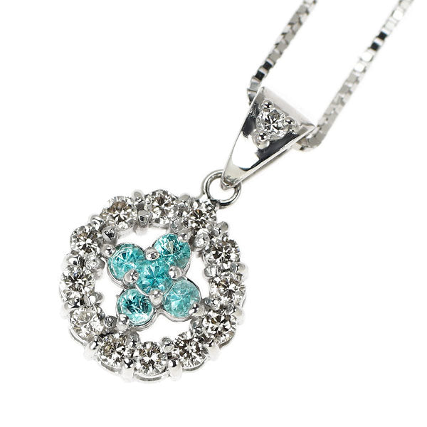 希少 K18WG パライバトルマリン ダイヤモンド ペンダントネックレス 0.11ct D0.23ct