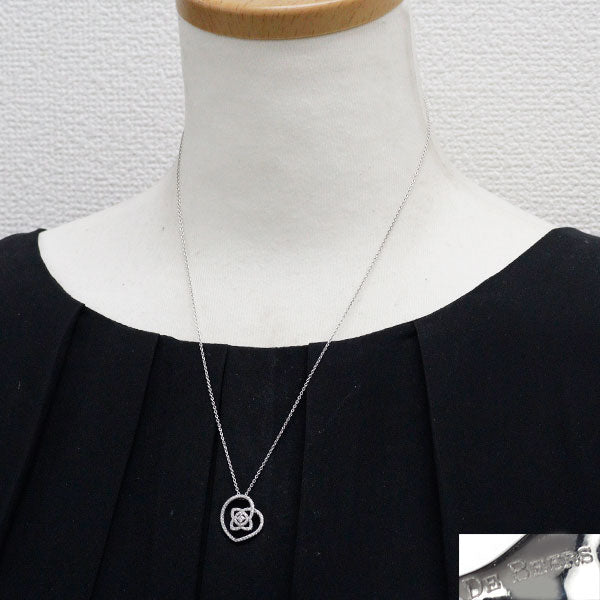 デビアス K18WG ダイヤモンド ペンダントネックレス
