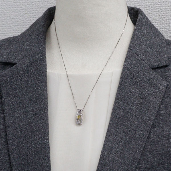 Pt900/ Pt850 天然イエローダイヤモンド ペンダントネックレス 0.511ct FIY I1 D0.42ct