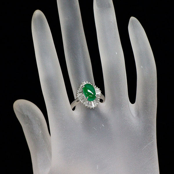 Pt900 翡翠 ダイヤモンド リング 2.680ct D0.937ct