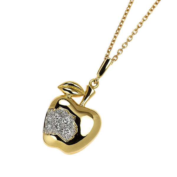 ミキモト K18/Pt900 ダイヤモンド ペンダントネックレス 0.10ct リンゴ