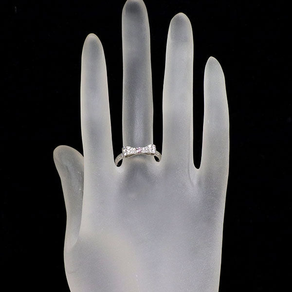 希少 Pt950 天然ピンクダイヤモンド リング 0.076ct FLPP I1 0.45ct リボン