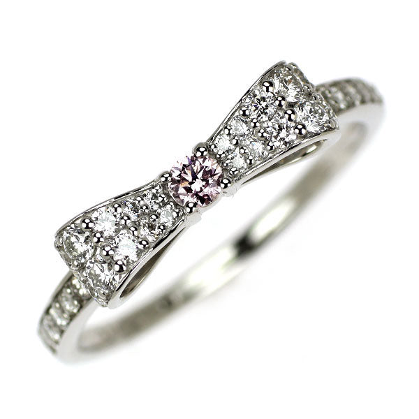 希少 Pt950 天然ピンクダイヤモンド リング 0.076ct FLPP I1 0.45ct リボン
