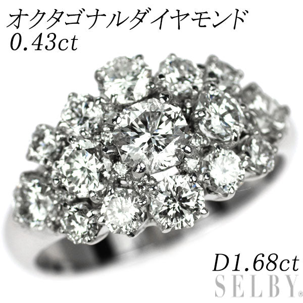 K18WG オクタゴナル ダイヤモンド  リング 0.43ct D1.68ct