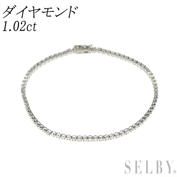 K18WG ダイヤモンド ブレスレット 1.02ct テニス