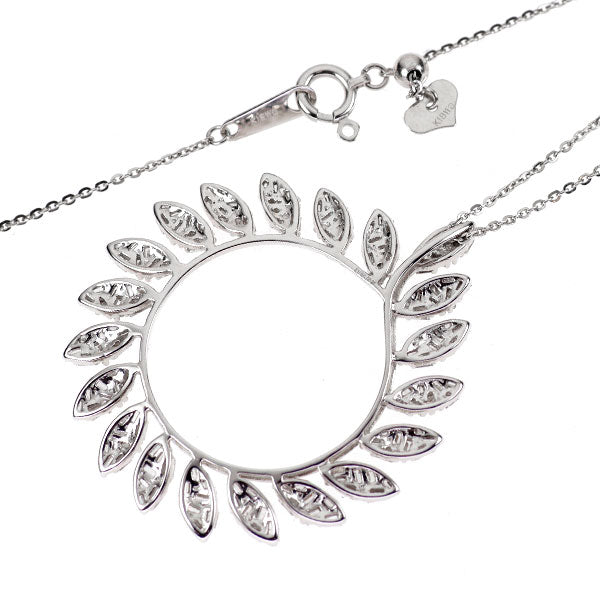 K18WG ダイヤモンド ペンダントネックレス 0.90ct 植物