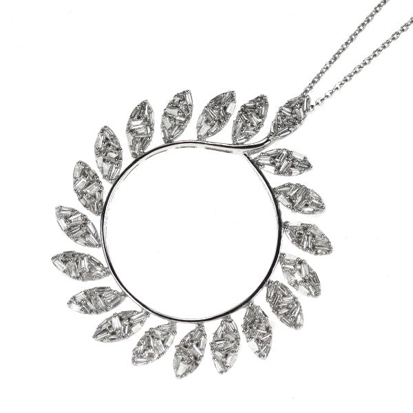 K18WG ダイヤモンド ペンダントネックレス 0.90ct 植物
