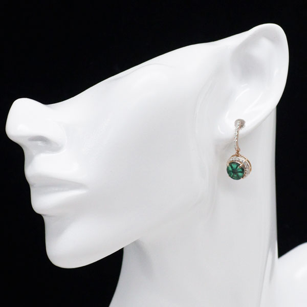 K18WG/PG トラピッチェ エメラルド ダイヤモンド ピアス 2.95ct D0.64ct