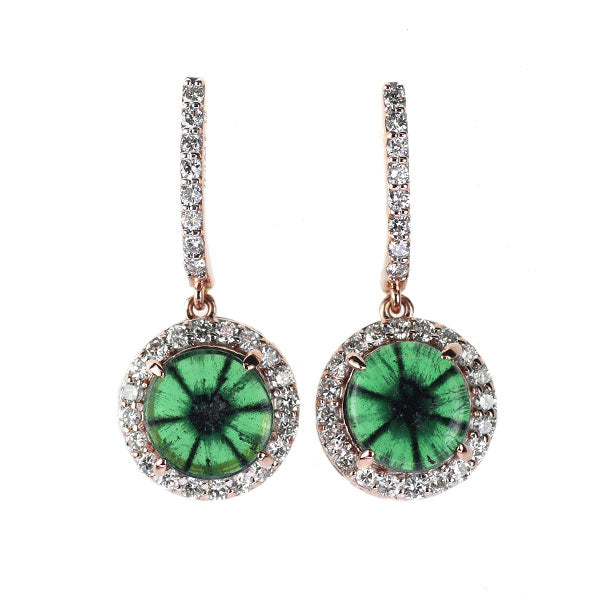 K18WG/PG トラピッチェ エメラルド ダイヤモンド ピアス 2.95ct D0.64ct