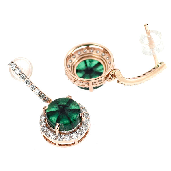 K18WG/PG トラピッチェ エメラルド ダイヤモンド ピアス 2.95ct D0.64ct