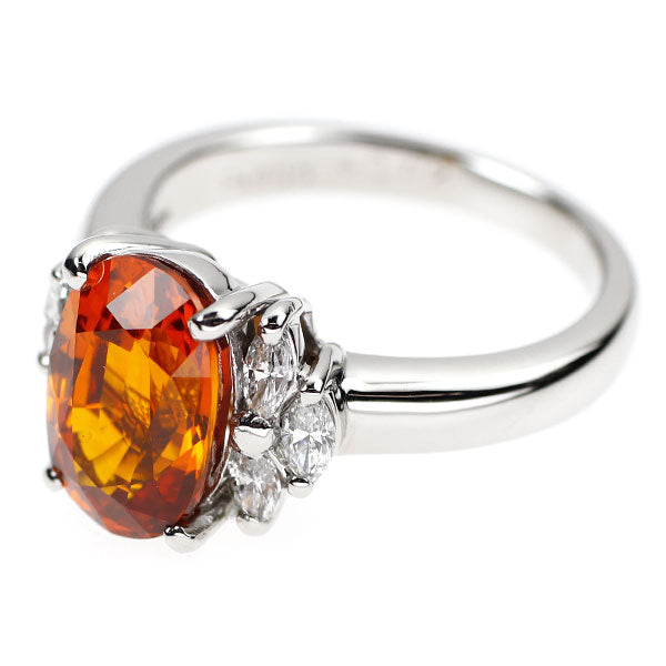 Pt900 オレンジサファイア ダイヤモンド リング 4.202ct D0.41ct