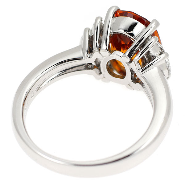 Pt900 オレンジサファイア ダイヤモンド リング 4.202ct D0.41ct