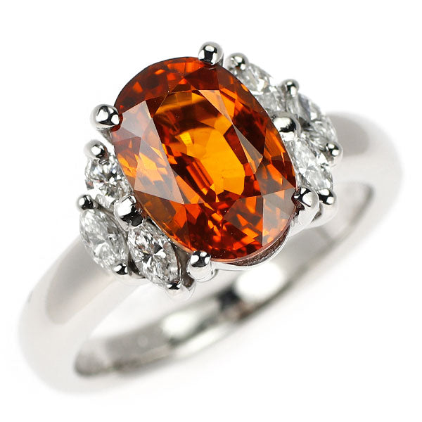 Pt900 オレンジサファイア ダイヤモンド リング 4.202ct D0.41ct