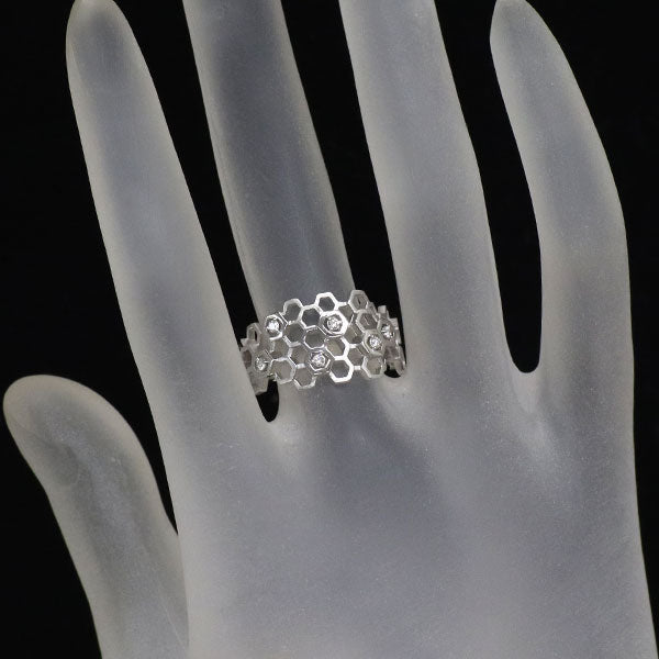 K18WG ダイヤモンド リング 0.07ct ハニカムデザイン
