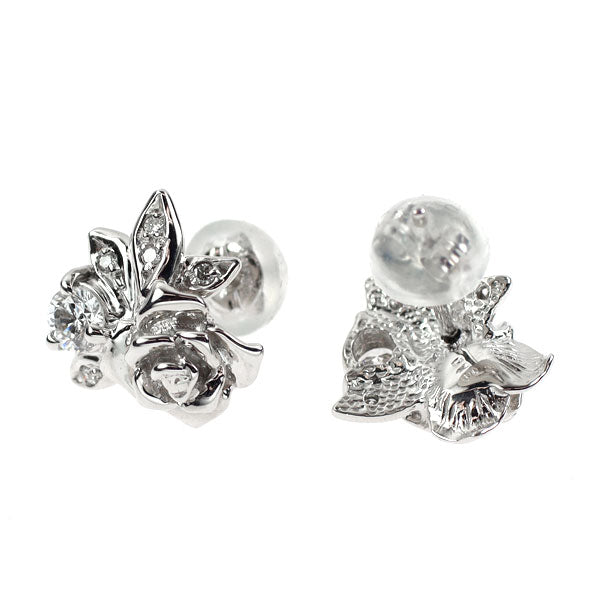 K18WG/K14WG ダイヤモンド ピアス 0.30ct フラワー