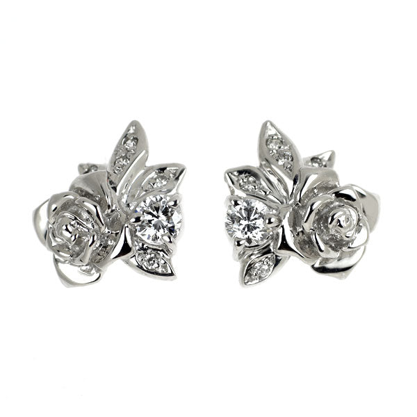 K18WG/K14WG ダイヤモンド ピアス 0.30ct フラワー