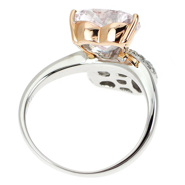 K18WG/PG ハートシェイプ モルガナイト ダイヤモンド リング 2.20ct D0.24ct