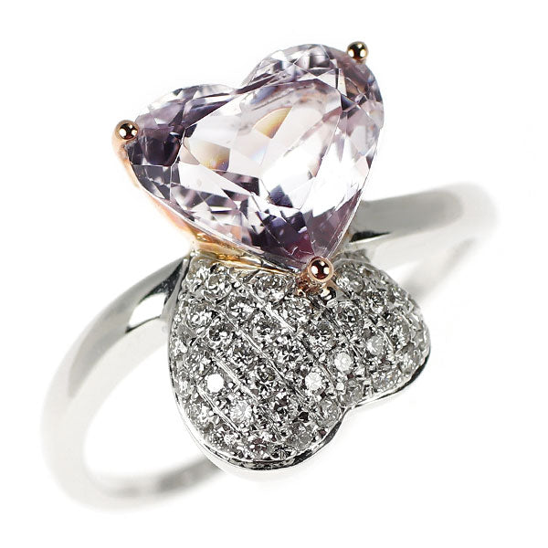 K18WG/PG ハートシェイプ モルガナイト ダイヤモンド リング 2.20ct D0.24ct