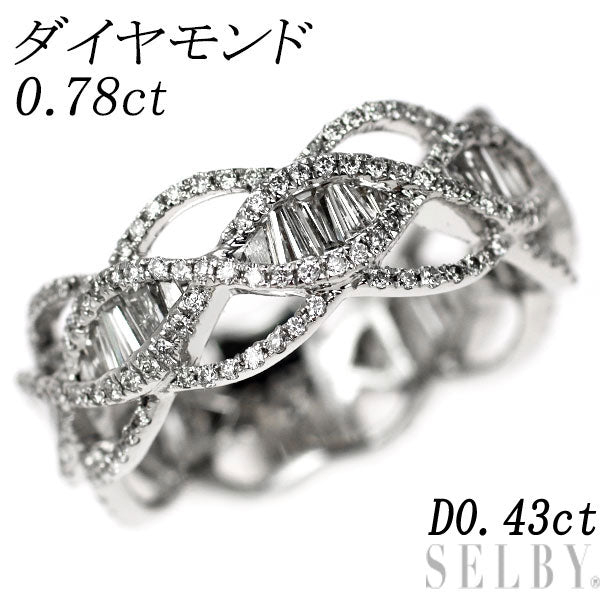 K18WG テーパー ダイヤモンド リング 0.78ct D0.43ct