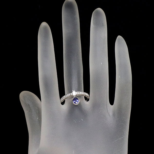 K18WG サファイア ダイヤモンド リング 0.47ct D0.33ct