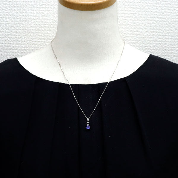 K18WG タンザナイト ダイヤモンド ペンダントネックレス 0.788ct D0.10ct