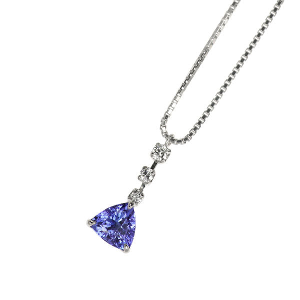 K18WG タンザナイト ダイヤモンド ペンダントネックレス 0.788ct D0.10ct