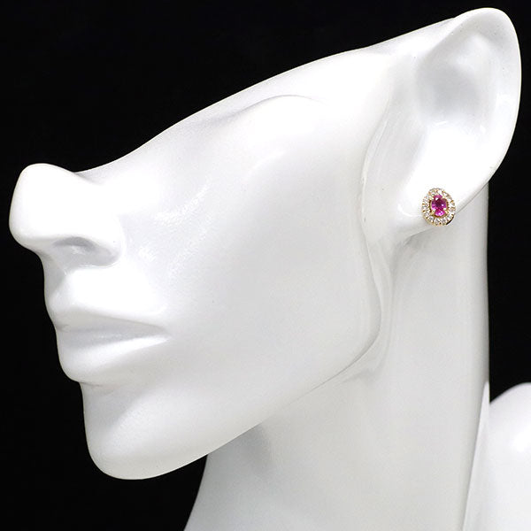 K18YG ピンクサファイア ダイヤモンド ピアス 0.65ct D0.30ct