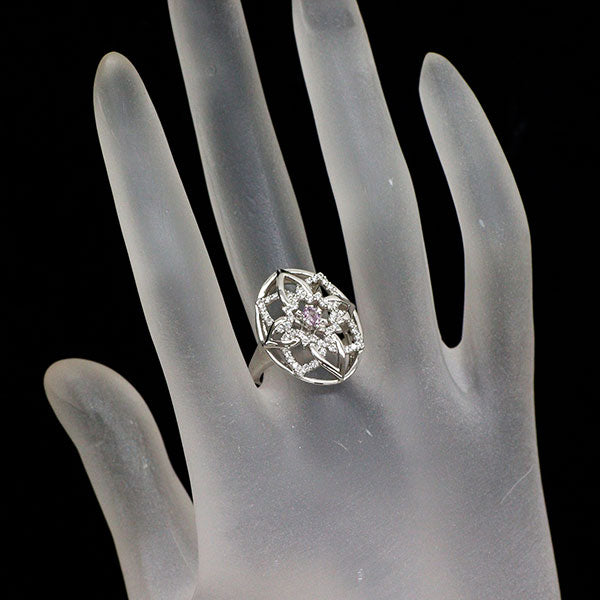 Pt900 天然パープルダイヤモンド リング 0.097ct FIPP I1 D0.40ct