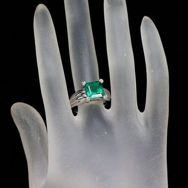 Pt900 パキスタン産 ノンオイルエメラルド ルビー ダイヤモンド リング 3.79ct D0.23ct