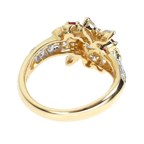 K18YG/WG ルビー ダイヤモンド リング 0.51ct D1.20ct フラワー