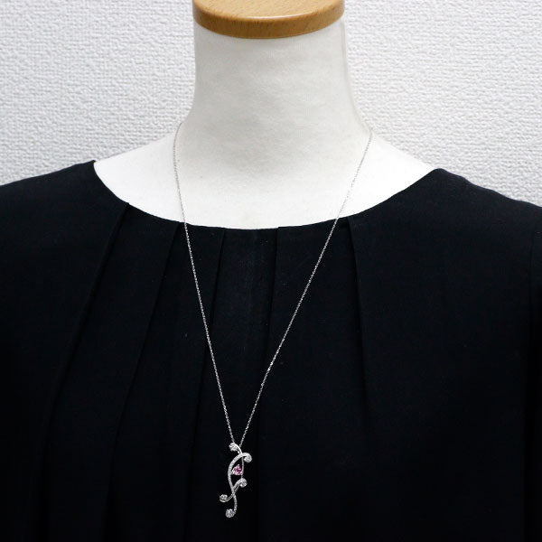 K18WG ピンクサファイア ダイヤモンド ペンダントネックレス 0.62ct D0.61ct