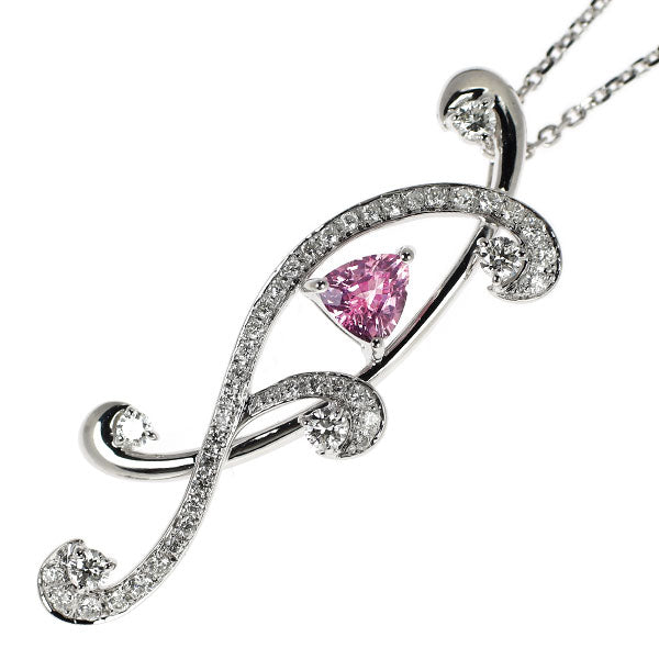 K18WG ピンクサファイア ダイヤモンド ペンダントネックレス 0.62ct D0.61ct