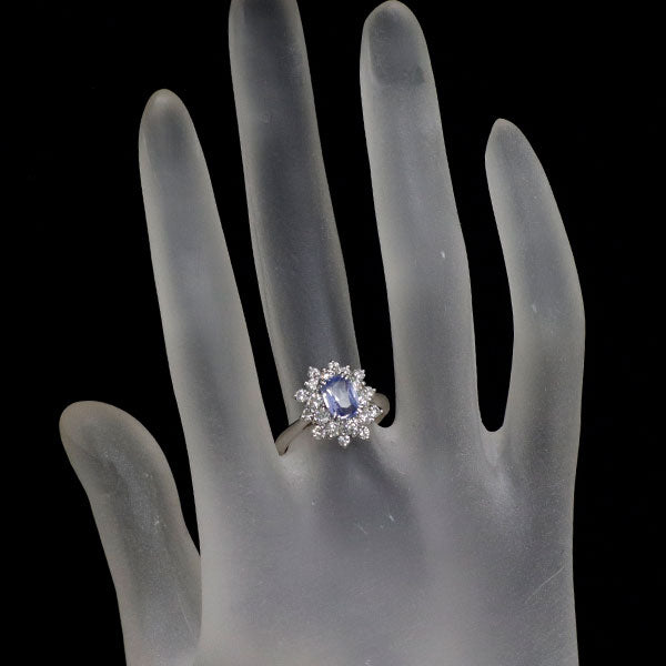 Pt950 スリランカ産 非加熱サファイア ダイヤモンド リング 1.15ct 0.81ct
