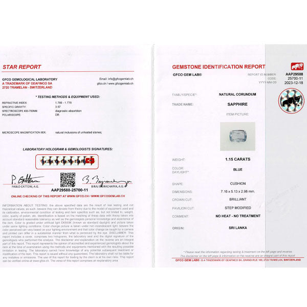 Pt950 スリランカ産 非加熱サファイア ダイヤモンド リング 1.15ct 0.81ct