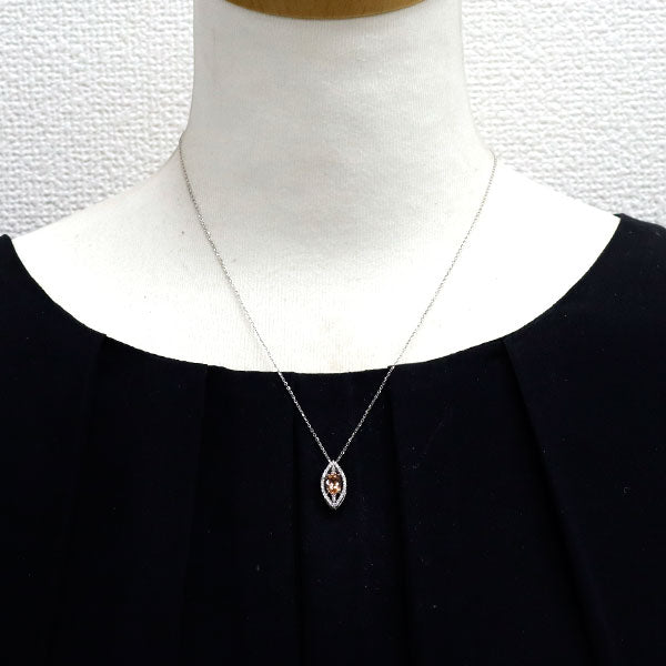 Pt900/ Pt850 インペリアルトパーズ ダイヤモンド ペンダントネックレス 0.857ct D0.18ct