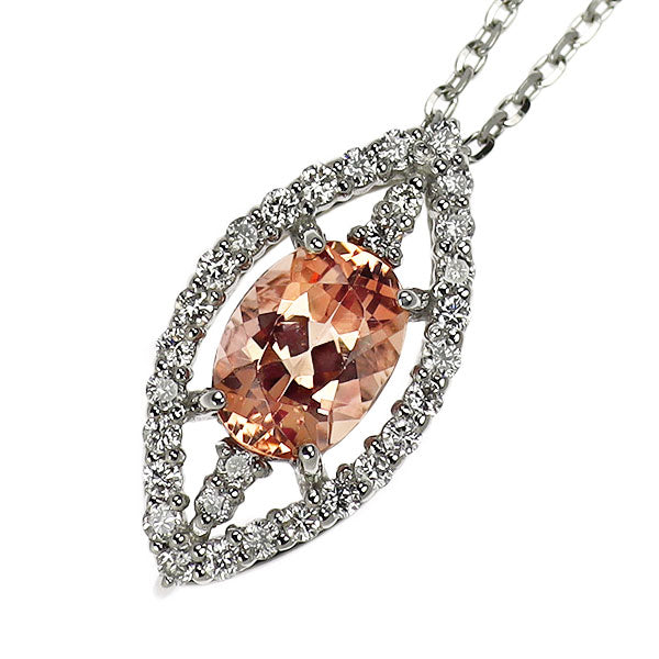Pt900/ Pt850 インペリアルトパーズ ダイヤモンド ペンダントネックレス 0.857ct D0.18ct