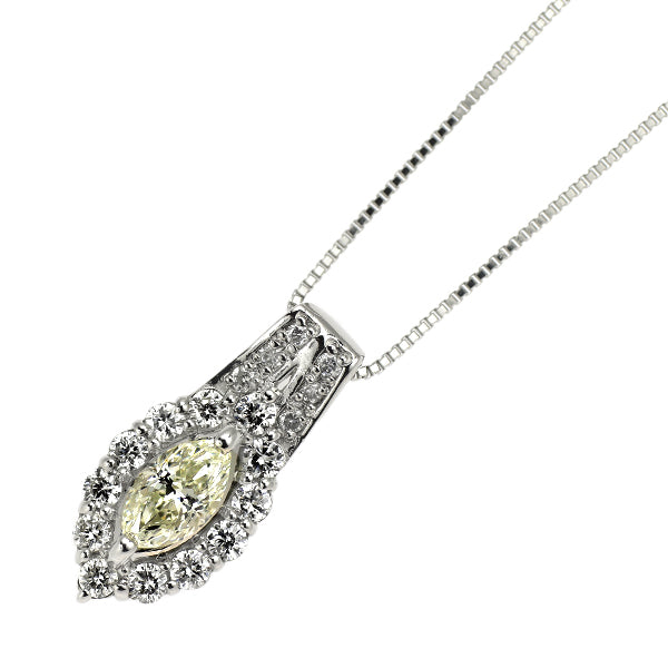Pt900/ Pt850 マーキス ダイヤモンド ペンダントネックレス 0.279ct D0.26ct