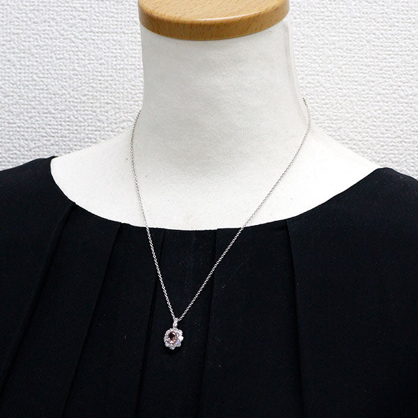希少 Pt900/ Pt850 非加熱 パパラチア サファイア ダイヤモンド ペンダントネックレス 1.09ct D1.14ct
