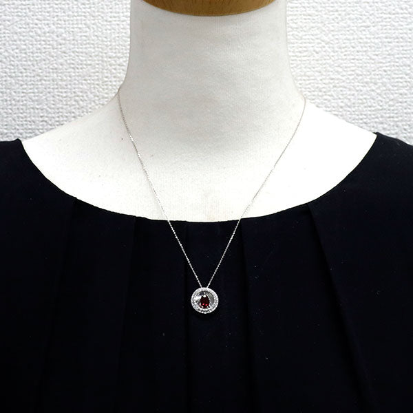 K18WG ルベライト ダイヤモンド ペンダントネックレス 0.83ct D0.27ct