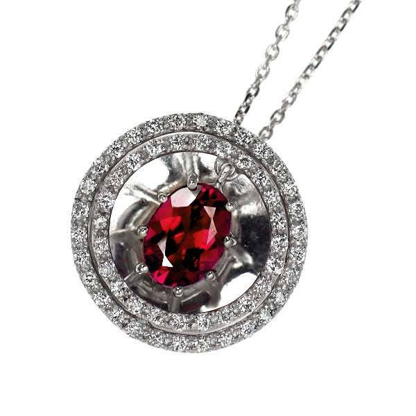 K18WG ルベライト ダイヤモンド ペンダントネックレス 0.83ct D0.27ct