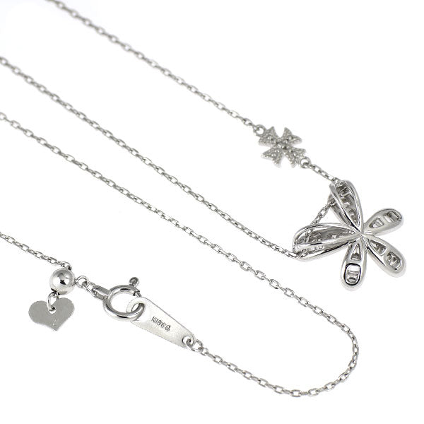 K18WG ダイヤモンド ペンダントネックレス 0.20ct D0.005ct フラワー